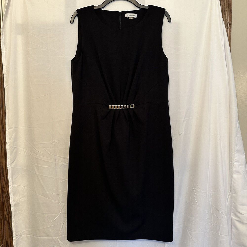 Calvin Klein Little Black Dress Size 12 Sleeveless Elegant Modern Career